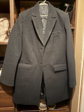 Black Wool-Blend Single-Breasted Blazer